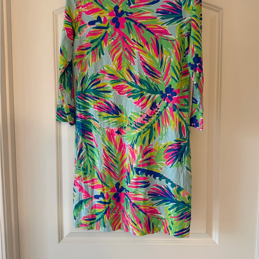 Lilly Pulitzer Marlowe Dress Island Time Palm Print Sz SMALL EUC